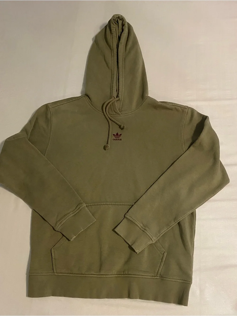 adidas Olive Green Crewneck Hoodie with Trefoil Logo